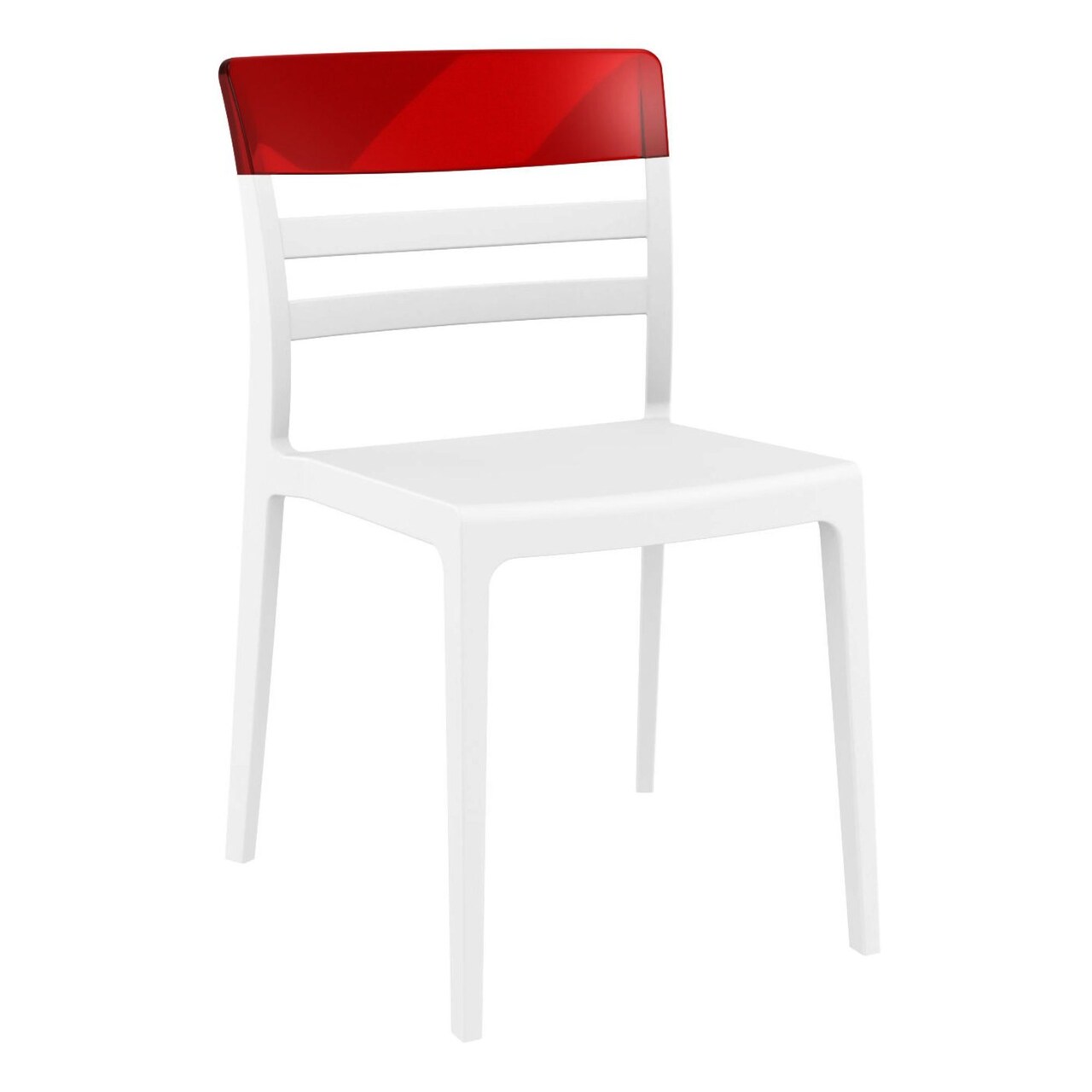 Luxury Commercial Living 33" White and Red Transparent Outdoor Patio Dining Chair